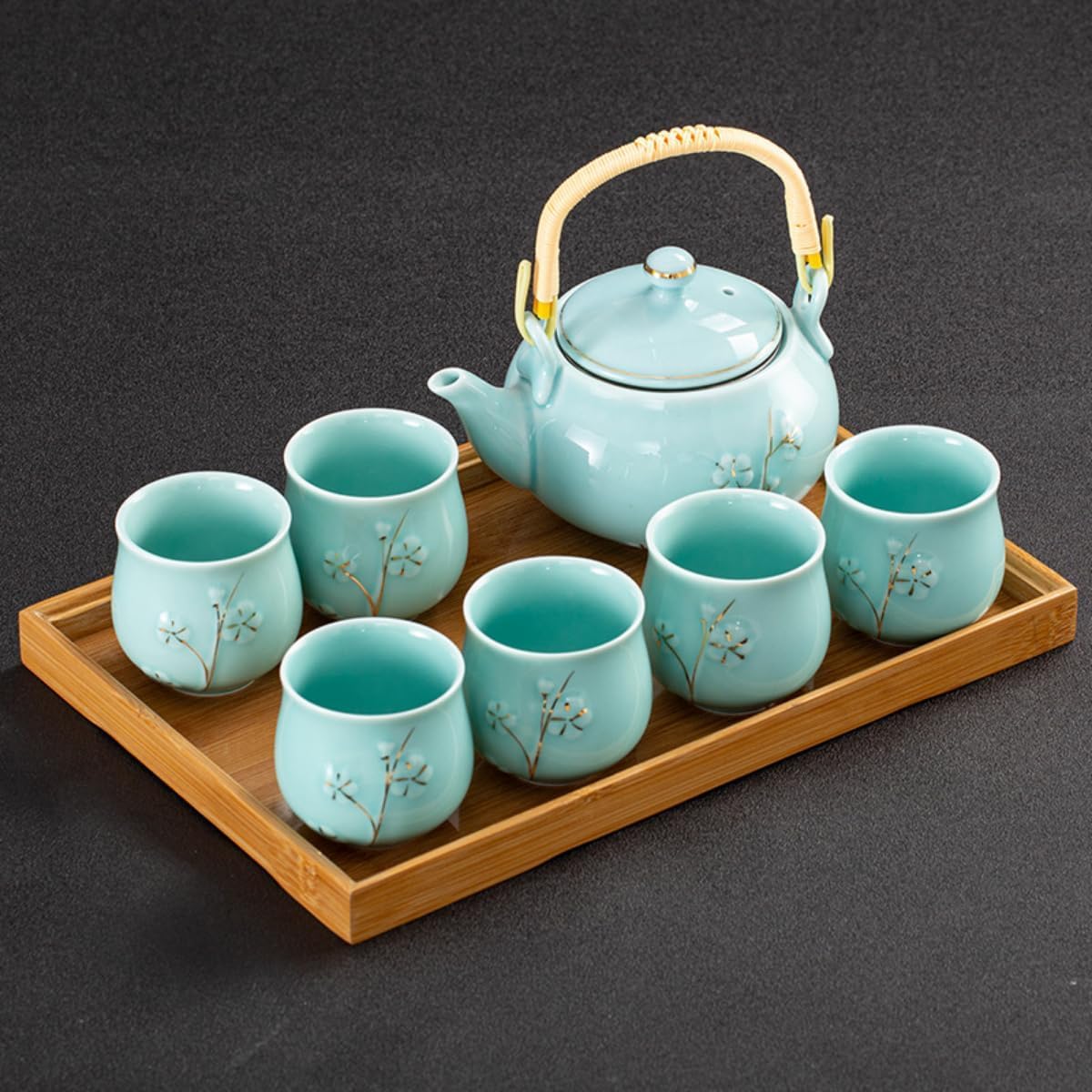 Amazon.co.jp: HACYURI 茶器セット 8点 和風 クラシック磁器 茶皿 急須